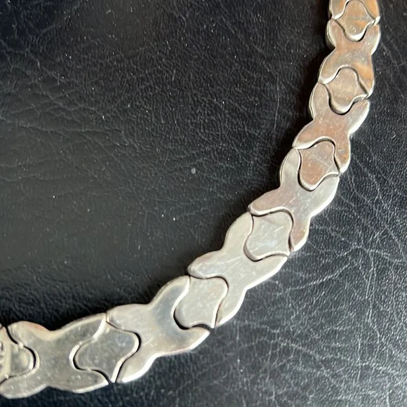 Mexican Sterling Silver Salvador Jualler Puzzle Collar Necklace Taxco 925 TJ-21 - Picture 10 of 13
